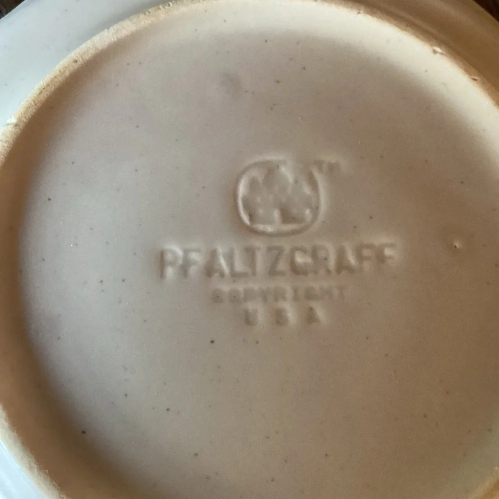 Pfaltzgraff Remembrance Stoneware Saucers - set of 6 - ivory with gray band